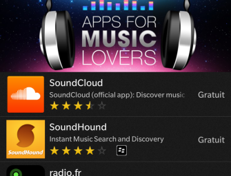 Les applications Musiques disponible sur BlackBerry 10